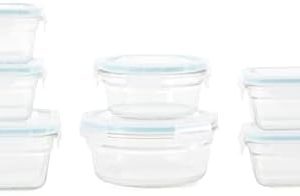 GLASSLOCK Oven and Microwave Safe Glass Food Storage Containers - 14 Piece Set for Meal Prep and Food Preservation - BPA