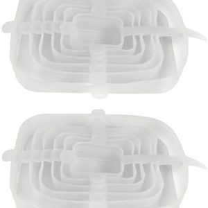 TopHomer Reusable Silicone Stretch Lids Set - 12 Packs, 6 Sizes, Sturdy Food Container Covers, Keep Food Fresh, Dishwash