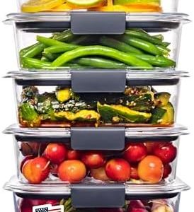 Rubbermaid Brilliance Food Storage Containers | BPA-Free Airtight Lids | Perfect for Meal Prep & Leftovers | Set of 5 (|