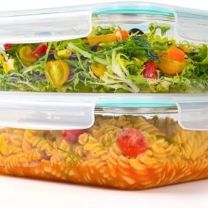 2Pack Large Glass Food Storage Containers with Lids - 9.8 Cups/78 Oz, BPA Free, Airtight & Leakproof, Perfect for Meal P