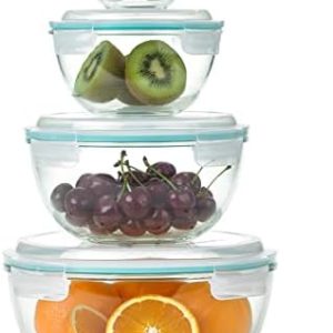 GLASSLOCK Mixing Bowl Set – 8-Piece Airtight & Leakproof, BPA-Free for Meal Prep & Food Storage, Perfect for Baking & Se