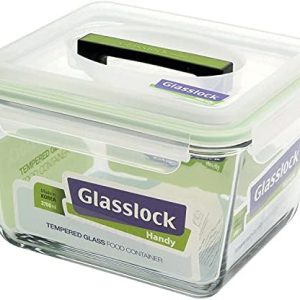 GLASSLOCK Airtight Anti Spill Rectangular Food Container Set of 2, 3700ml/15.5cup, Microwave Safe for Meal Prep & Storag