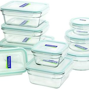 GLASSLOCK 18-Piece Oven Safe Glass Food Storage Container Set for Meal Prep and Leftovers, BPA-Free, Airtight Lids, Clea