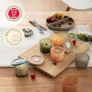 Moonkie Silicone Baby Food Containers | 4 oz Reusable Baby Food Storage Jars with Airtight Lids | Freezer, Microwave & D